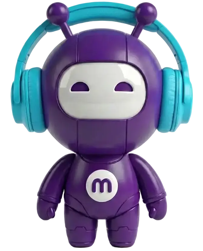 Maski wearing blue headphones