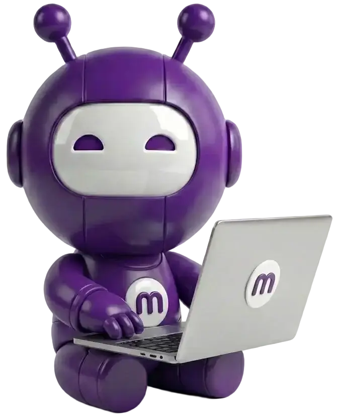 Maski working on a laptop