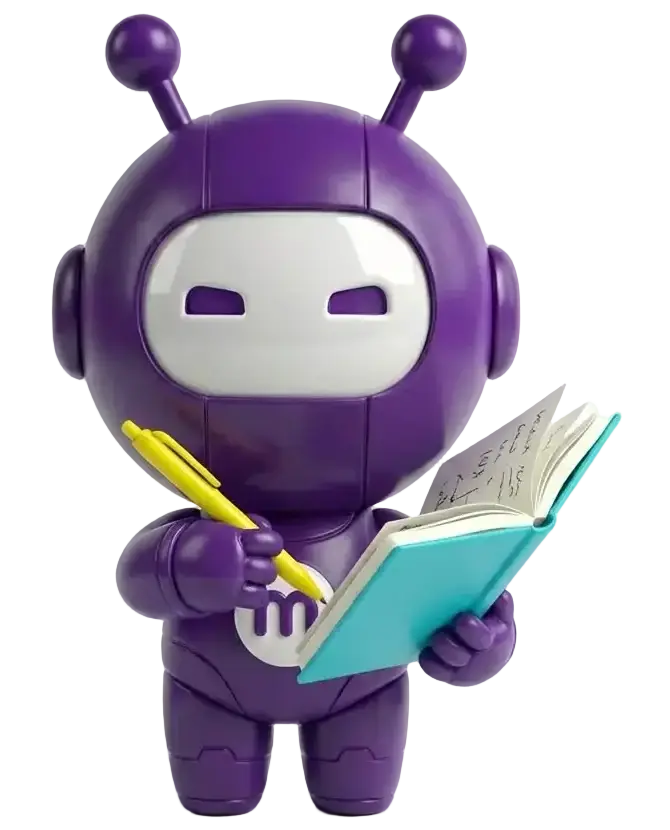 Maski writing in a book with a pen